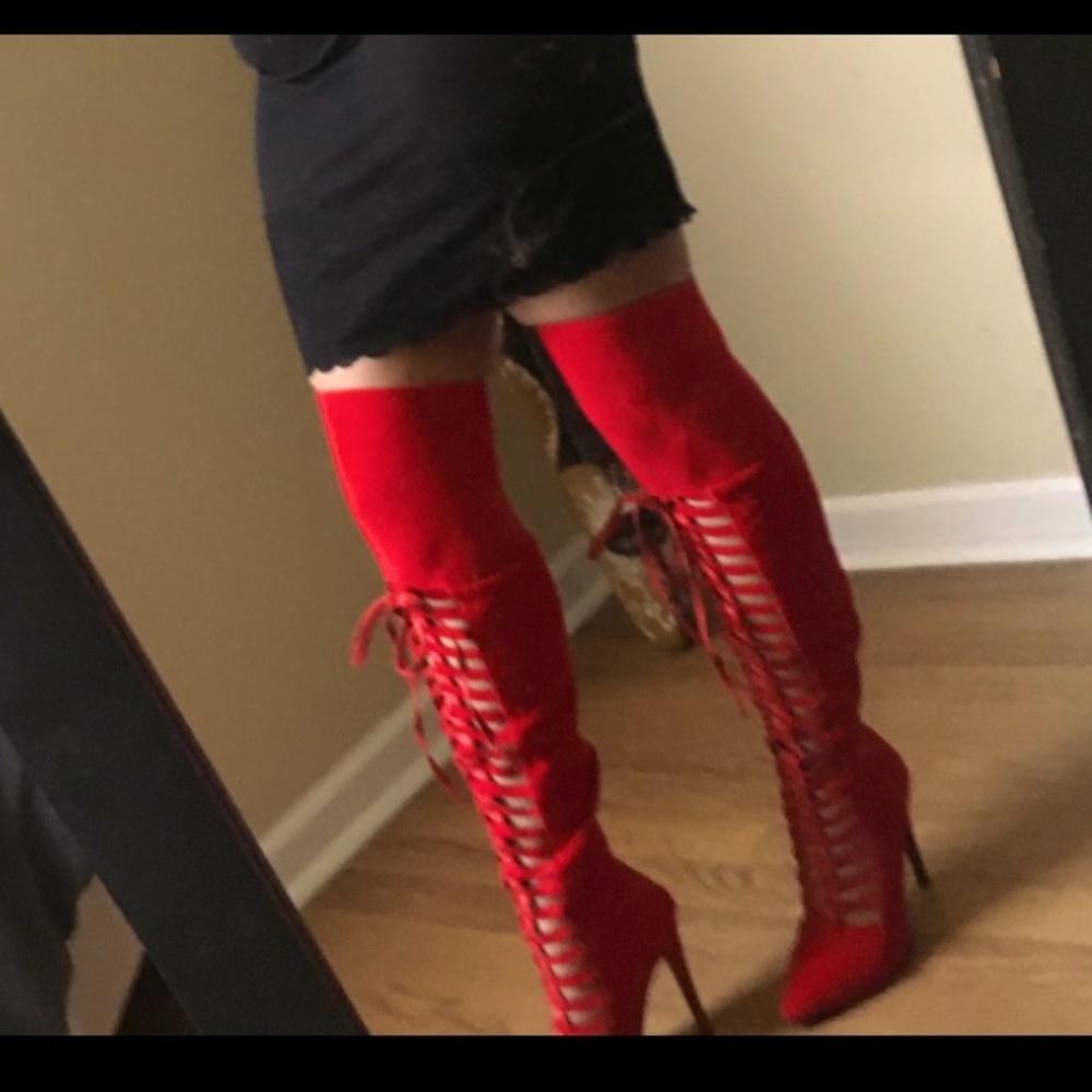 Thigh High Lace Up High Heel Boots